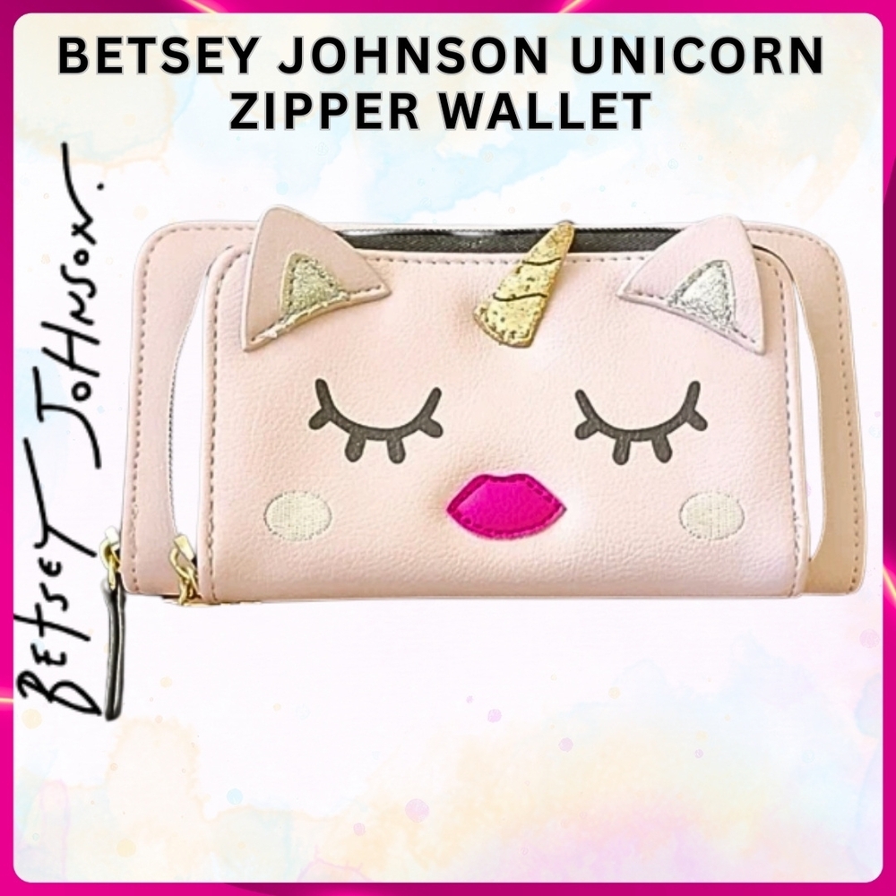 Betsey Johnson Blush Unicorn Zipper Wallet